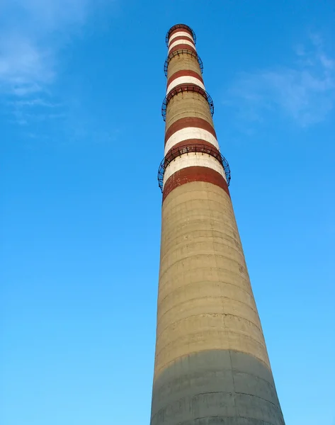 Chimney with white and red lines