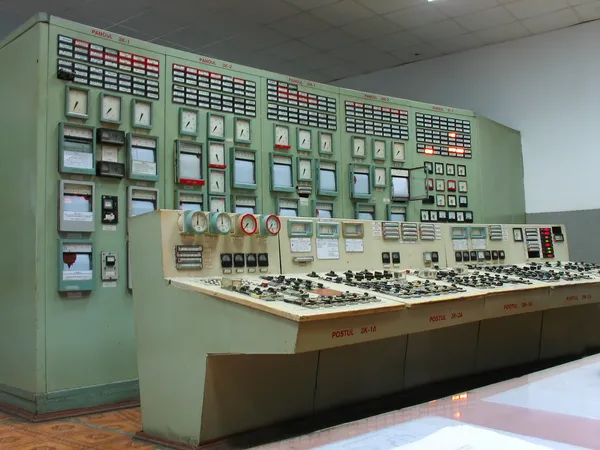 Control panel at electric power plant
