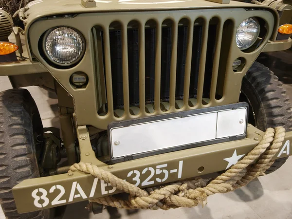 Green cowl of the military car