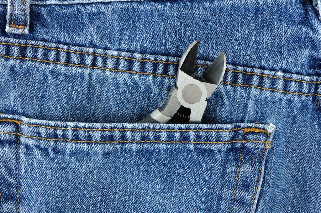 Side Cutters in Blue Jeans Pocket — Stock Photo © herreid 2168075