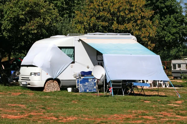 Modern caravan on camp in Croatia