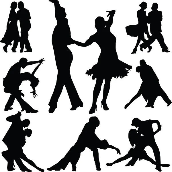 people silhouettes dancing. Dance people silhouette vector