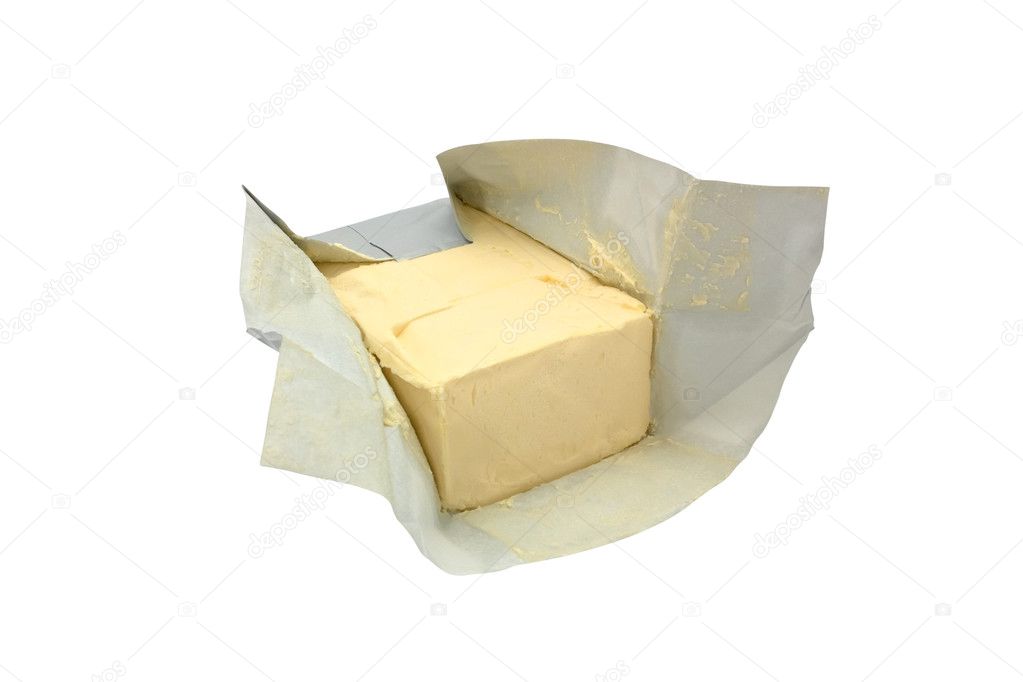 Butter in a package on a white backgrou — Stock Photo © veranis 2571174