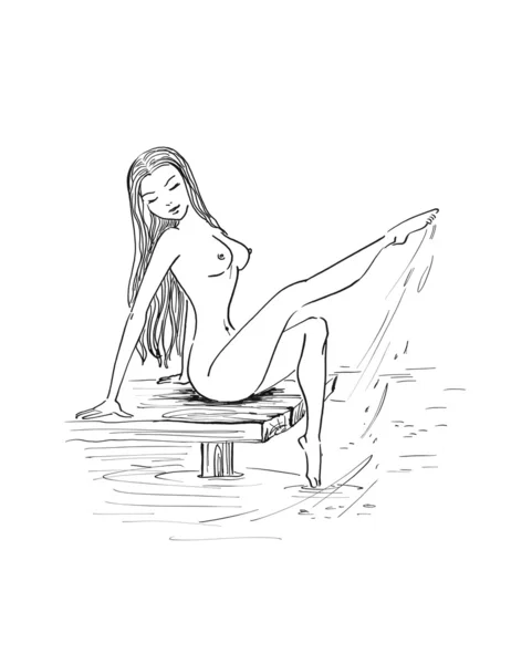 Sexy naked girl sketch by Stock Photo Editorial Use Only