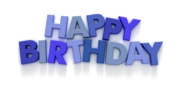 Happy Birthday in blue capital letters