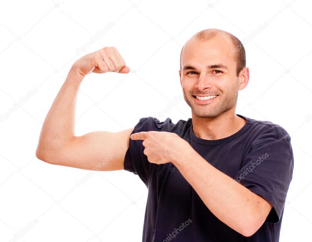 man boasting of his biceps