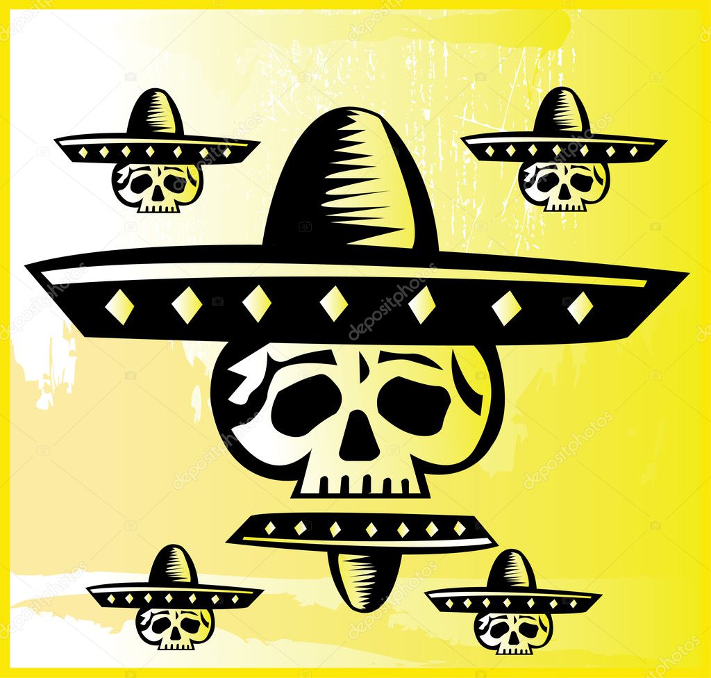 A mexican skull in yellow