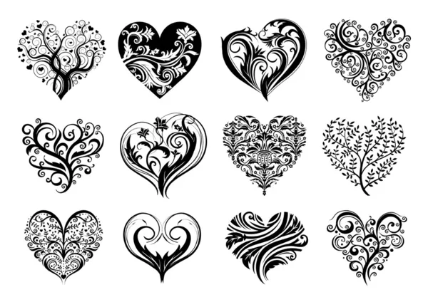12 Tattoo hearts by Stock Vector Editorial Use Only