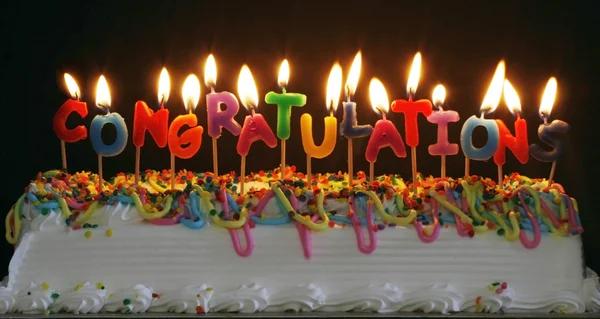Congratulations candles on cake