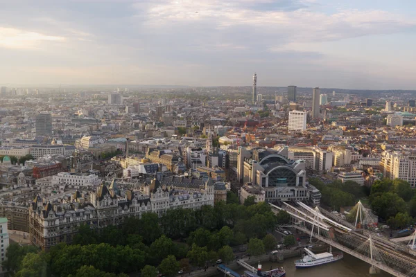 London city in dusk bird-eye view