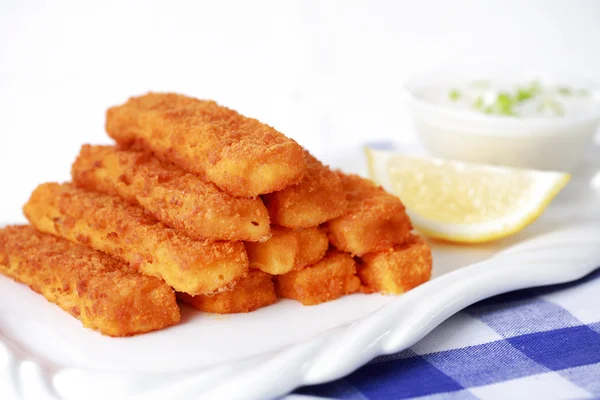 Fried fish sticks with remoulade