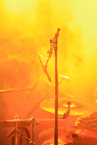 Drums with colorful, foggy background