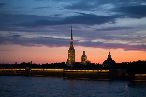Peter and Paul fortress on sunset