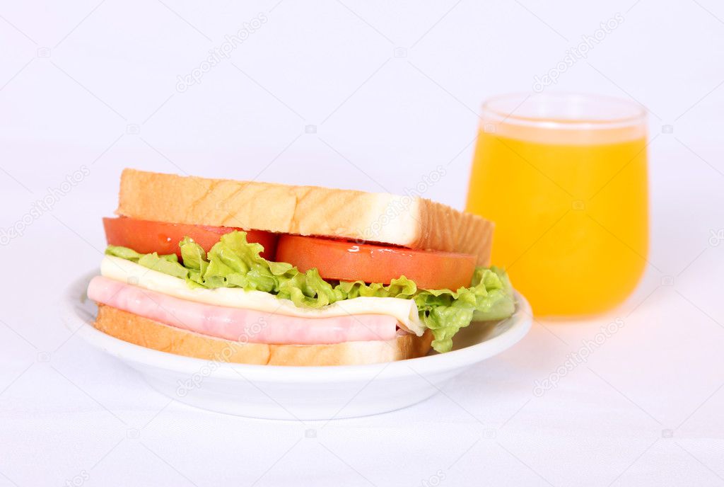 Sandwich and orange juice — Stock Photo © yupiramos 2542732