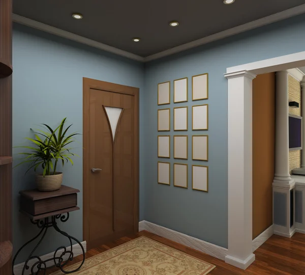 3D render interior of vestibule