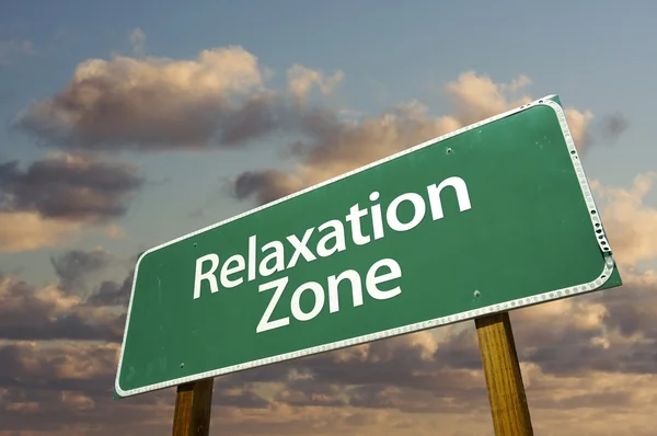 Relaxation Zone Green Road Sign In Front