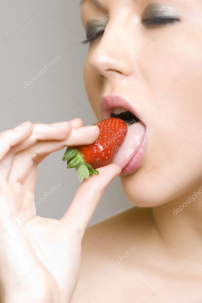 Eating A Strawberry
