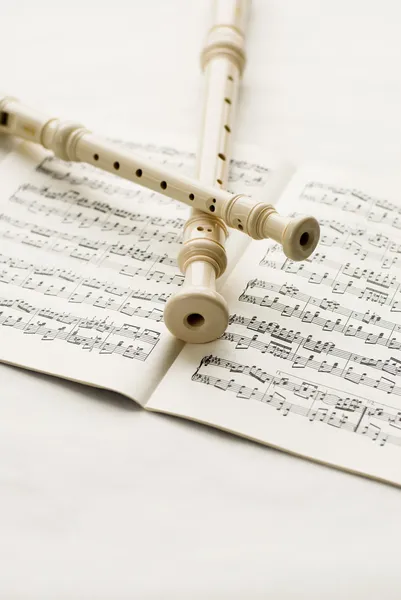 Flutes over musical notes