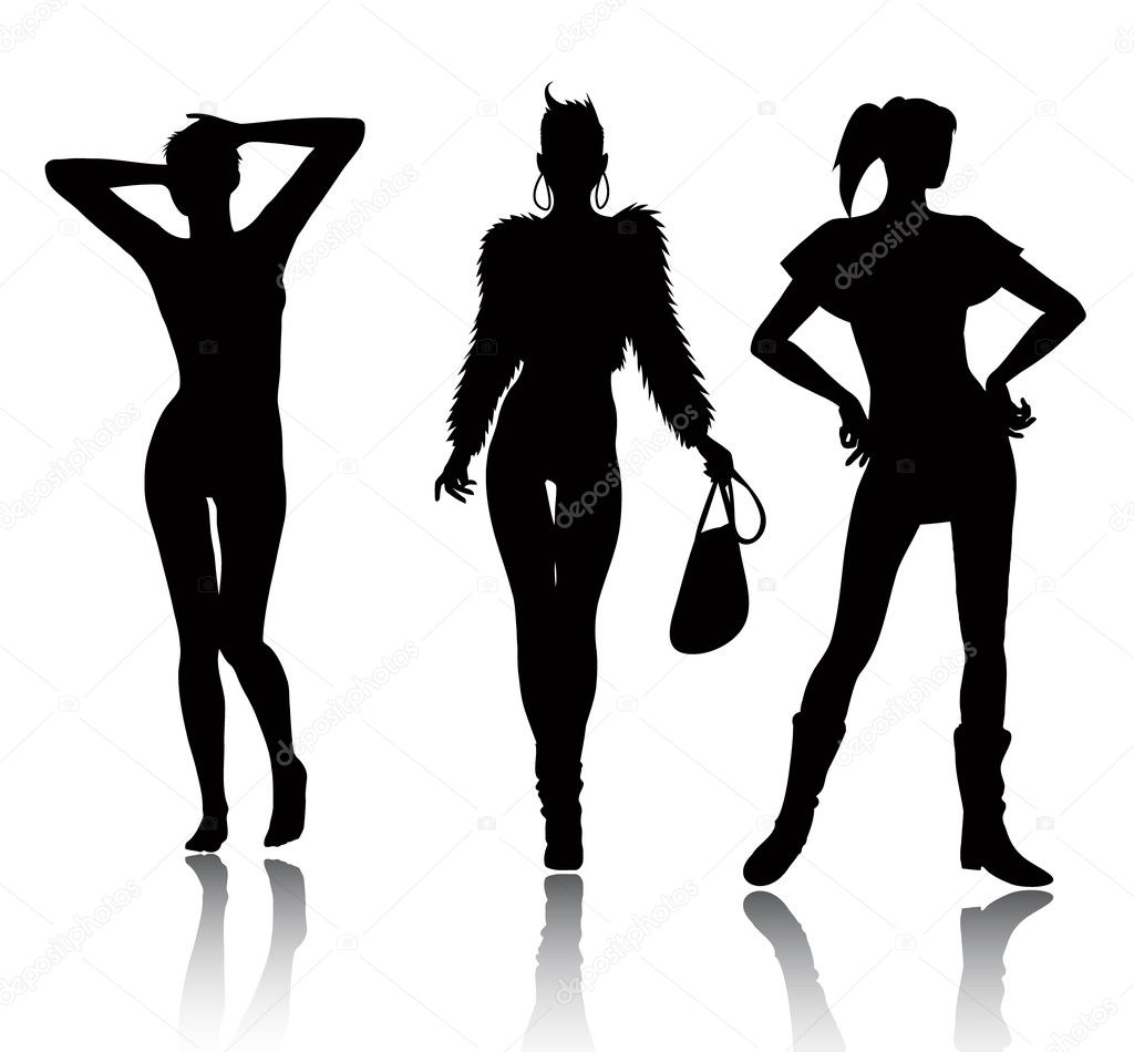 Mode vrouw silhouet set — stockvector © illustrart #2471656 Mode illustraties
