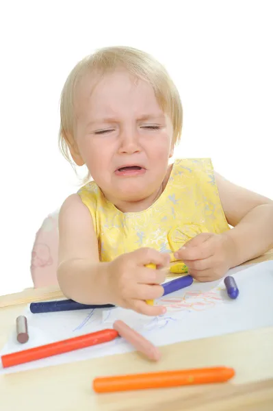 girl crying sketch. Stock Photo: Little girl cry