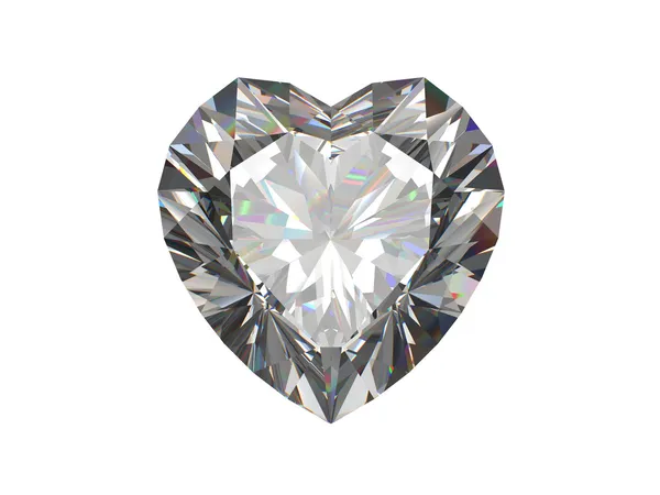 Hjärtformade Diamond Isolerad Vit Bakgrund — Stockfoto