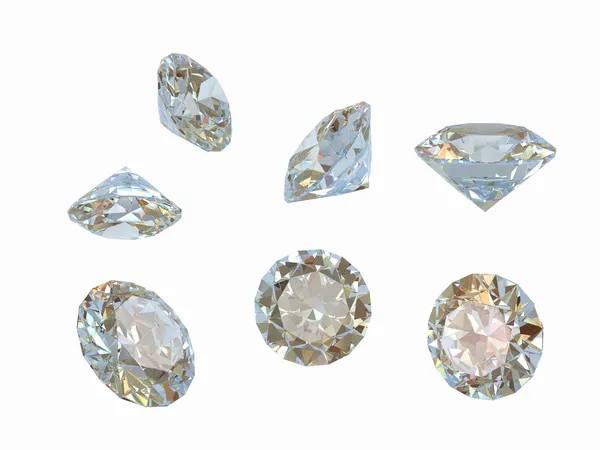 Set Diamanten Geïsoleerd Witte Achtergrond — Stockfoto