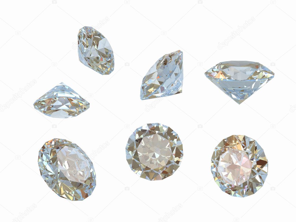 set of diamonds isolated on white background 