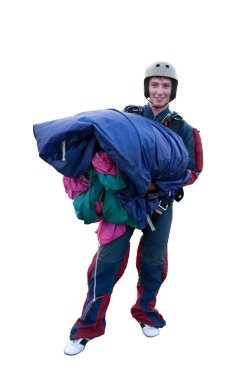 Parachute jumper isolated on white clipart