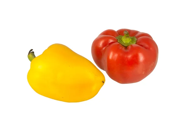 Duas pimentas doces isoladas em branco — Fotografia de Stock