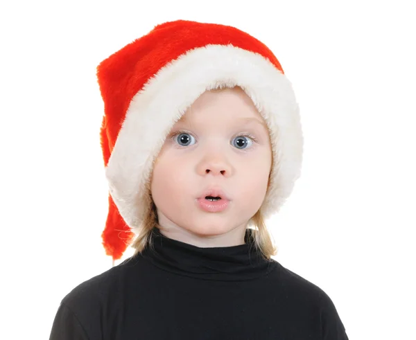 Portret Cute Girl Santa Hat — Zdjęcie stockowe
