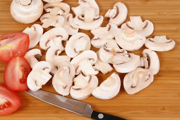Champignon Mushroom Wooden Cutting Board — 图库照片