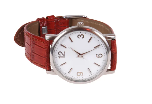 Leather Wristwatch Isolated White — Stockfoto