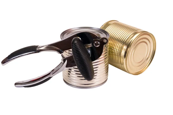 Tin Can Open Lock White Background — стоковое фото