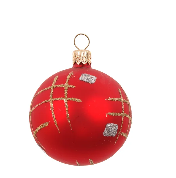 Red Christmas Ball Isolated White Background — Stock Photo, Image