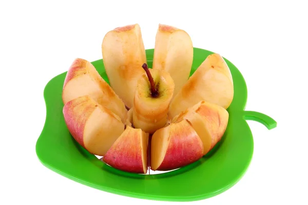 Pommes Tranchées Isolées Sur Blanc — Photo