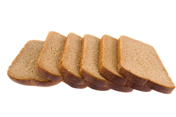 Dilim Çavdar Ekmeği Beyaz Zemin Üzerine — Stok fotoğraf
