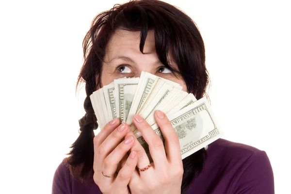 Jovem Mulher Com Dinheiro — Fotografia de Stock