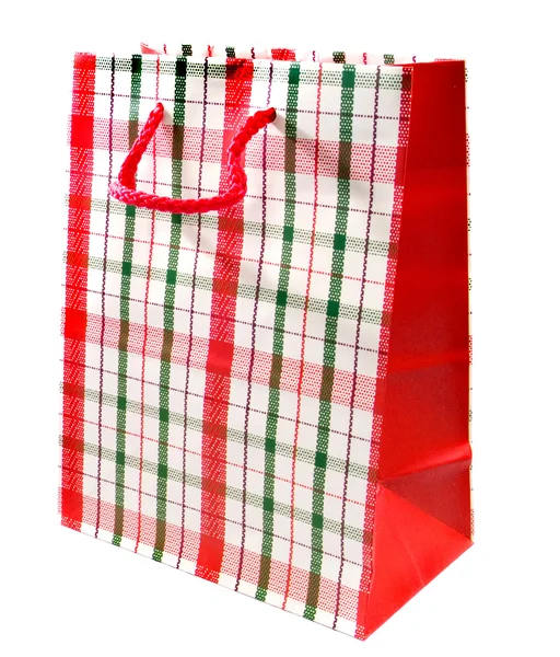 Red Shopping Paper Bag Isolated White Background — Φωτογραφία Αρχείου