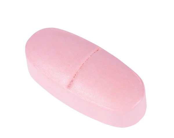 Růžové Pilulky Bílém Pozadí — Stock fotografie