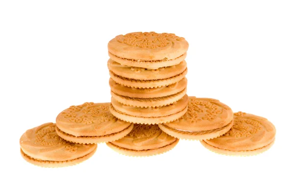 Stack Biscuits Isolated White Background — 스톡 사진
