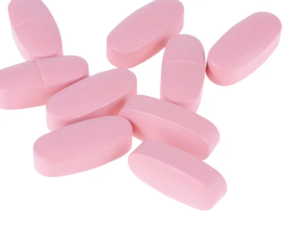 Píldoras Color Rosa Sobre Fondo Blanco — Foto de Stock