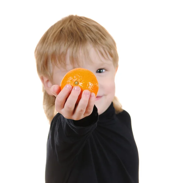 Cute Little Boy Orange Isolated — Stock Photo, Image