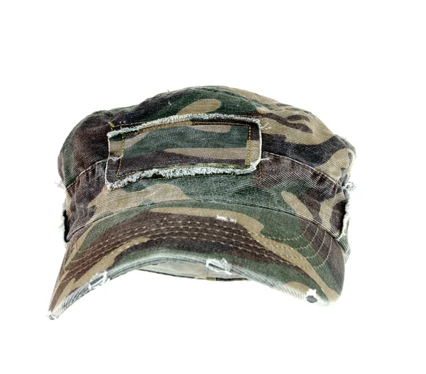Camouflage Military Hat White Background — 图库照片