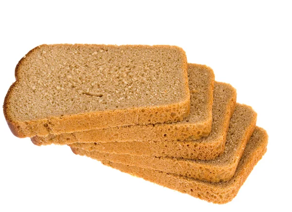 Schijfjes Tarwe Brood Geïsoleerd Wit — Stockfoto