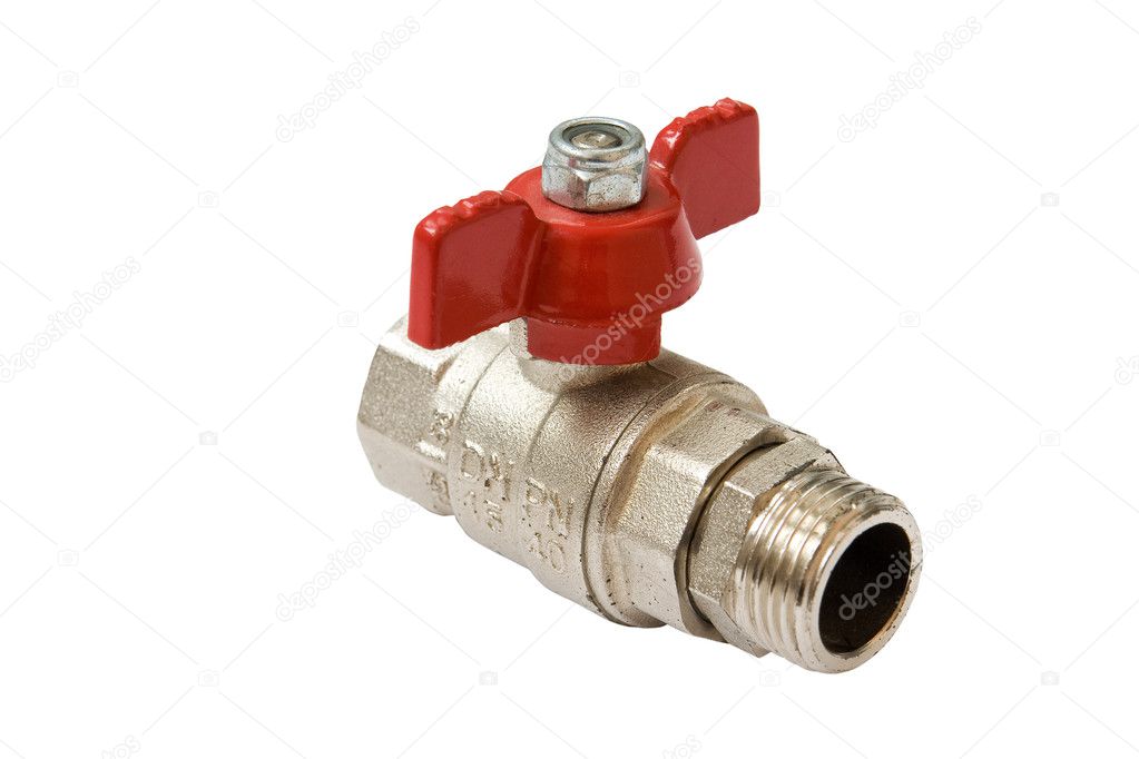 valve with red plastic valve isolated on white background 