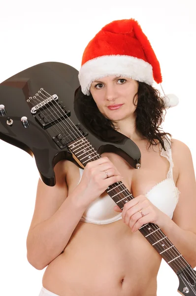 Jultomten med gitarr — Stockfoto