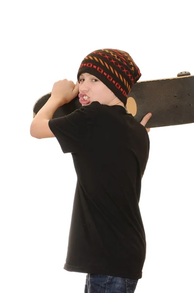 The teenager with a skateboard — Stock Photo, Image