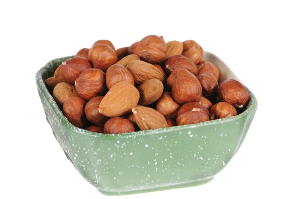 Hazelnuts and almond — Stock Photo, Image