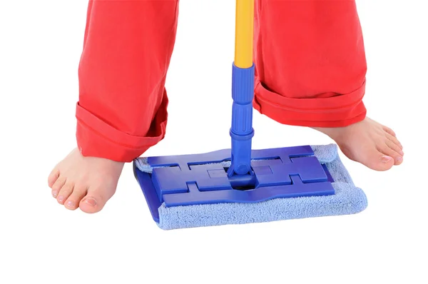 The woman with a mop — Stock Photo, Image