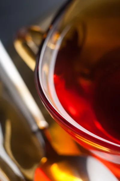 Red Wine Glass Close Shallow Depth Field — Stockfoto